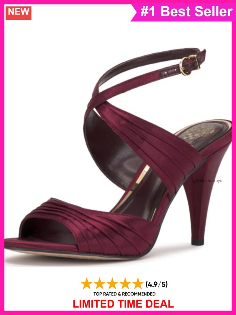 Vince Camuto Altnori Cross Strap High Heel Sandal Cone Heel Buckle Ankle Strap
